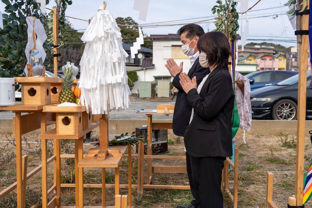 「福岡市東区唐原01」注文住宅現場リポート①【地鎮祭】