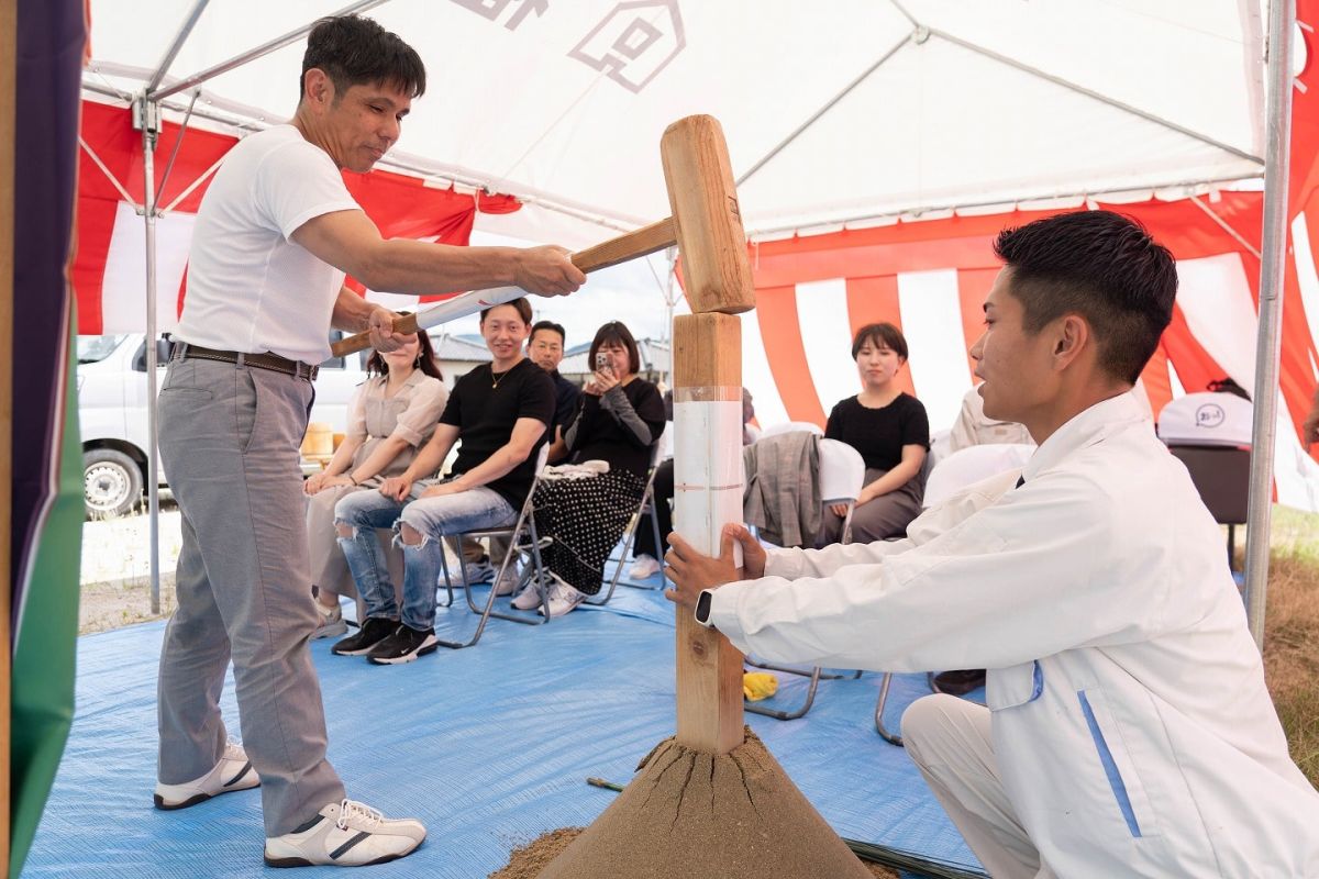 「糟屋郡須恵町旅石01」注文住宅現場リポート①【地鎮祭】