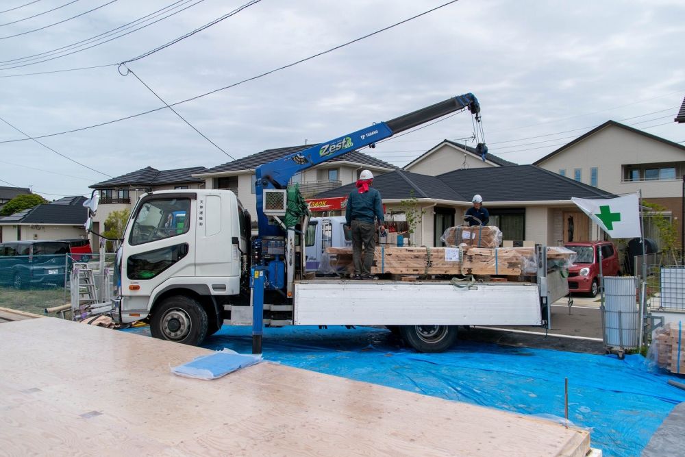 「糟屋郡粕屋町03」注文住宅現場リポート⑤【木工事】【部材搬入】